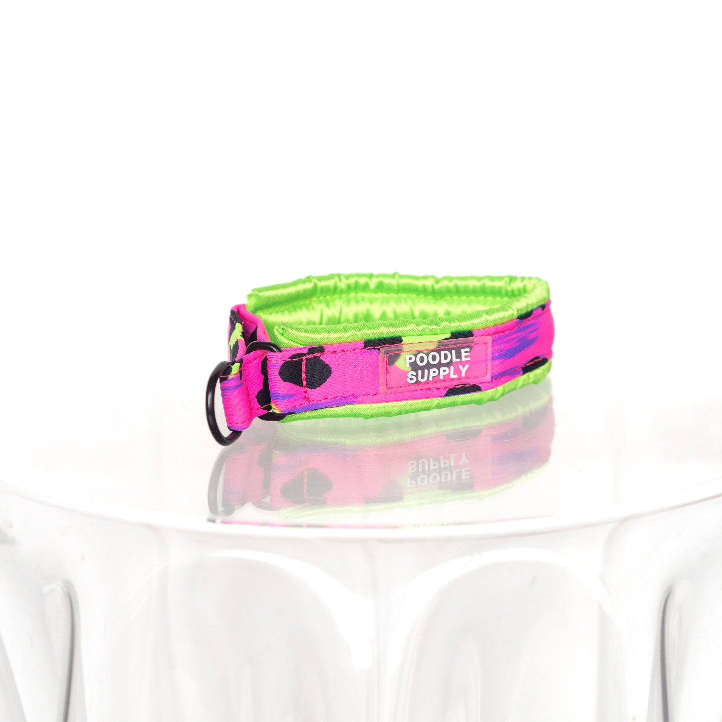 Fluffy Martingale Collar Electric Lime Cheetah