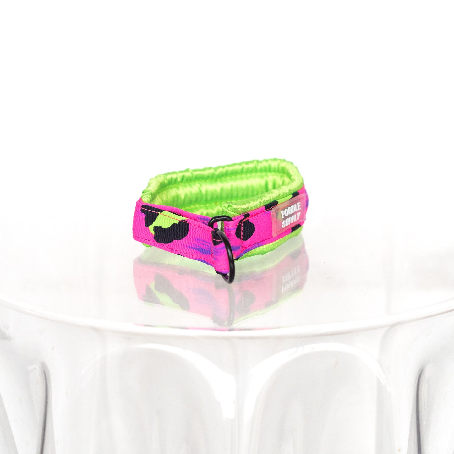 Fluffy Martingale Collar Electric Lime Cheetah