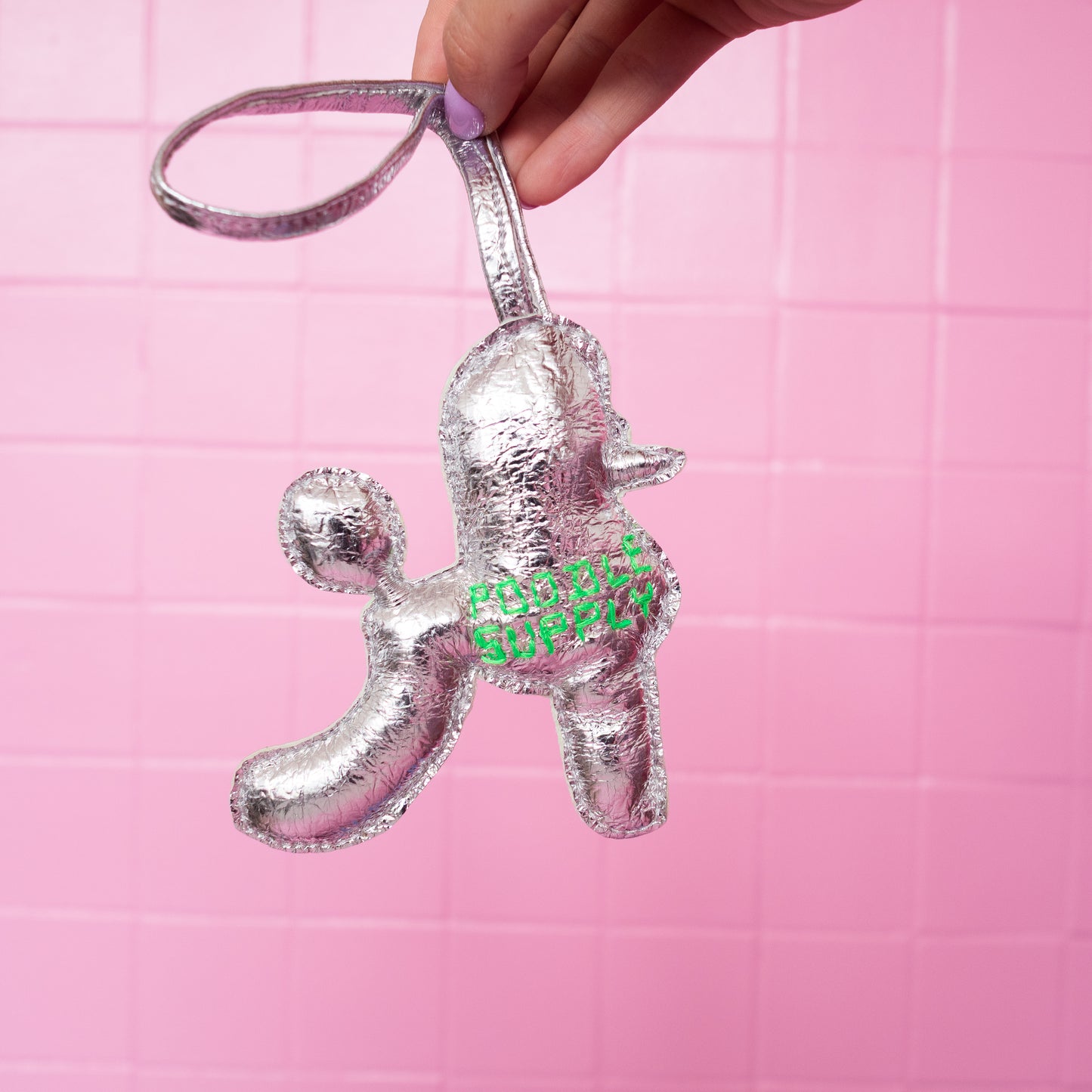 Poodle Charm Large Silver Lime 001