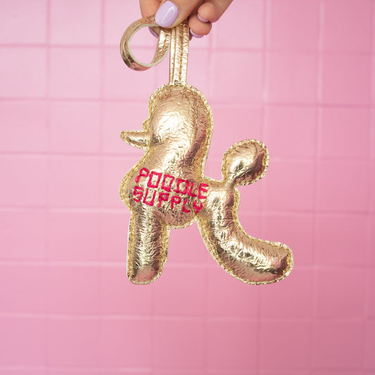 Poodle Charm Large Gold Magenta 004