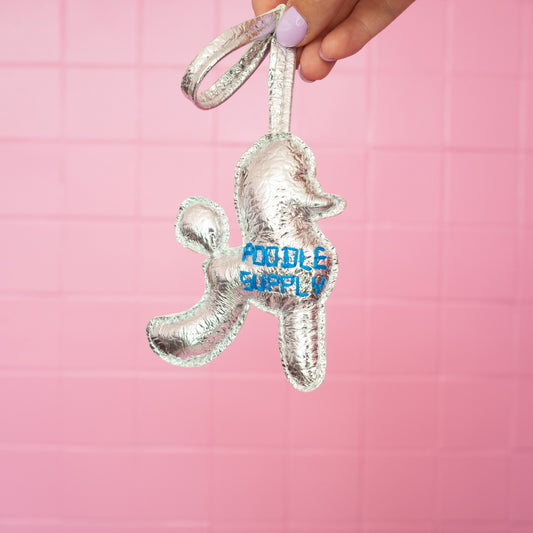 Poodle Charm Silver Blue 006