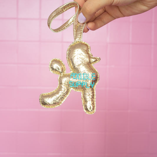 Poodle Charm Gold Turquoise 012