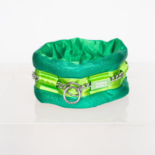 Fluffy Chain Collar Green  Standard 55 cm