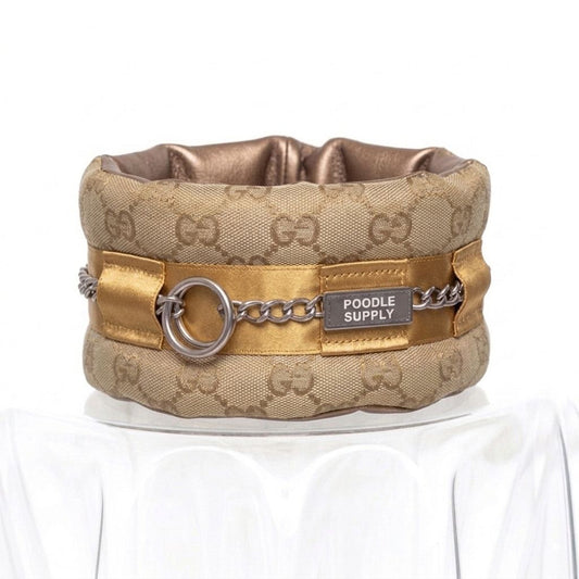 Fluffy Chain Collar Italian Designer Beige